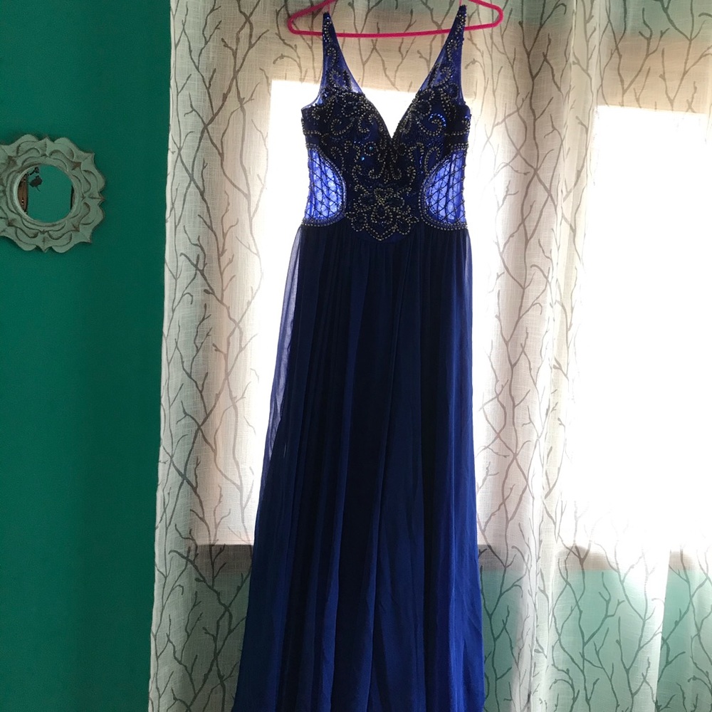 Royal Blue Beaded Formal Gown